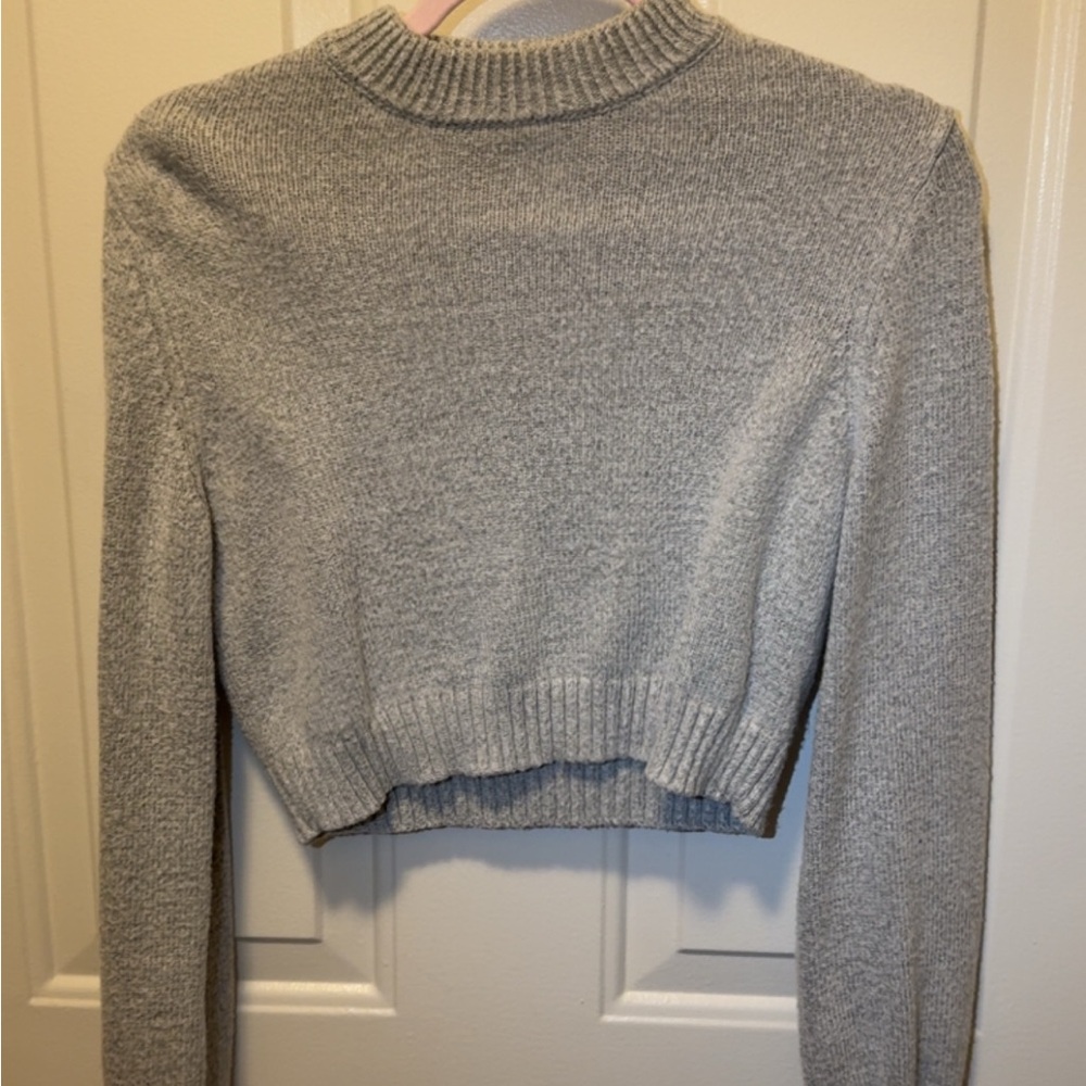 Garage Gray Cropped Knit Sweater